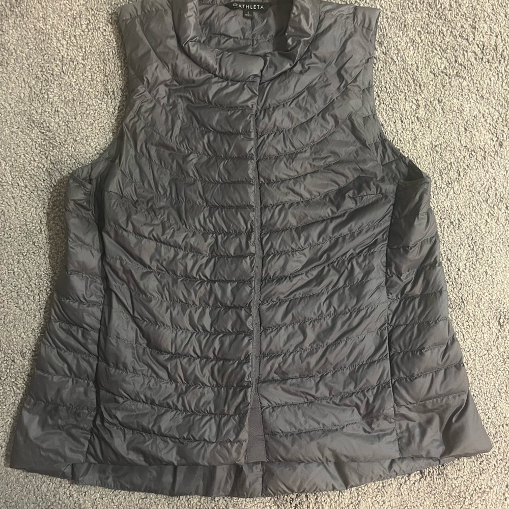 Athleta Charcoal Goose Down Puffer Vest